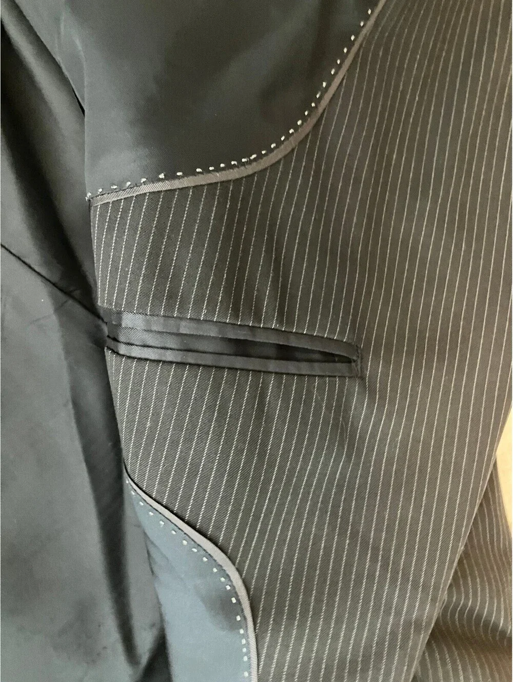 Brooks Brothers 346 Mens 40R Gray Pinstripe Blazer Wool Stretch Sport Coat